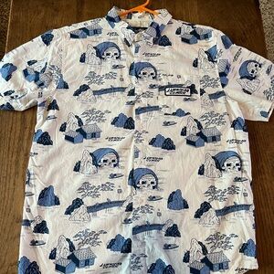 Lurking Class White and Blue Men's Casual Shirt